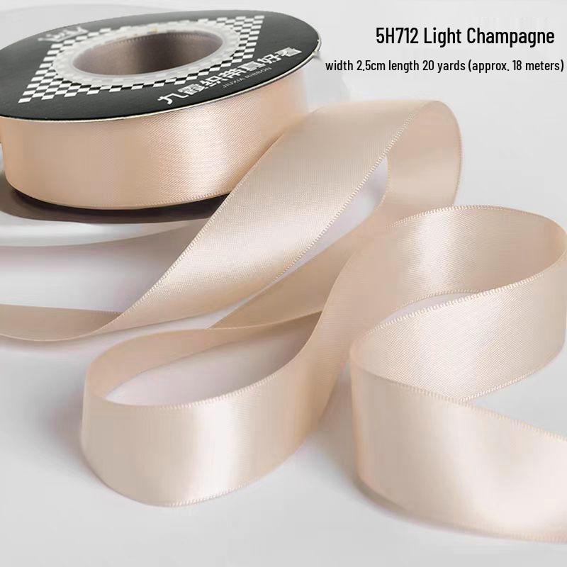 2.5cm Double-Sided Satin Ribbon for DIY, Weddings, Gifts, Bouquets, Cakes, and Bows