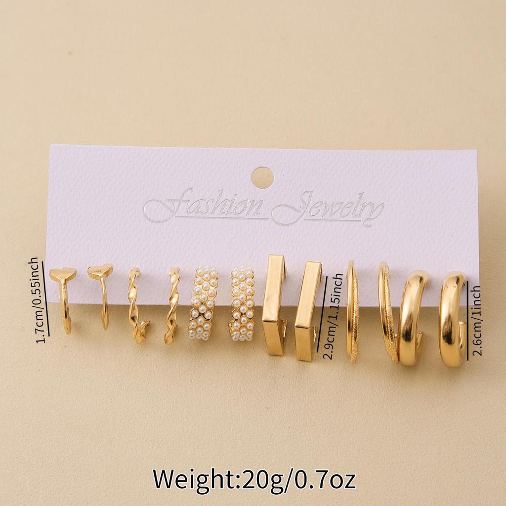 European and American Style C-shaped Butterfly Chain Earrings - 6 Pair Set, Women's Light Luxury Fashion.