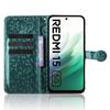 For Xiaomi Redmi 15 5G (Global) (169mm) Wallet Case Dot Pattern Imprint PU Leather Phone Cover with Wrist Strap