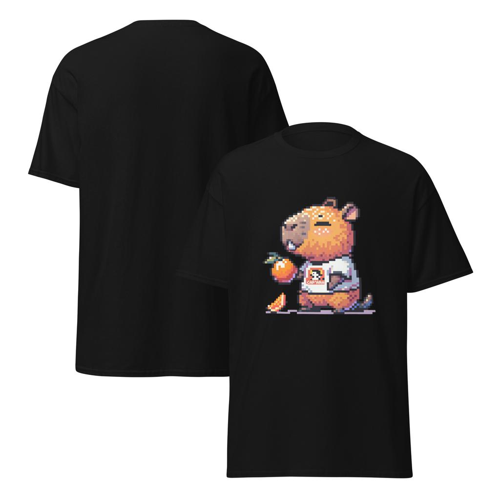 Lifestyle DTG Graphic Print Vintage Unisex classic tee-Capybara & Orange