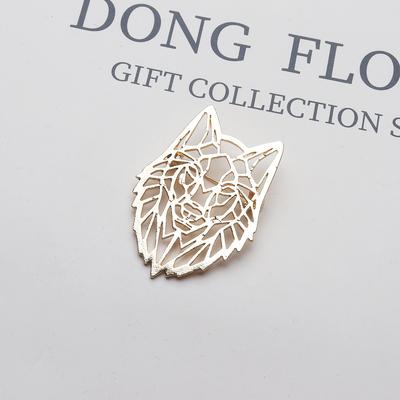 Wolf Head Brooch, Animal Personality Hollow Chest Flower