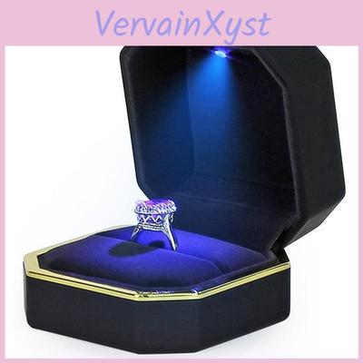 Led 1 Pcs Ring Jewelry Box Luxury Necklace Pendant Gifts Display With Light For Proposal Engagement Wedding Case