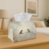 1pc Minimalist Nature Tissue Box | Bird Pair Branch Print, Durable Polyester Fabric for Home, Office, Car, Party - Space-Saving Napkin Holder Organize