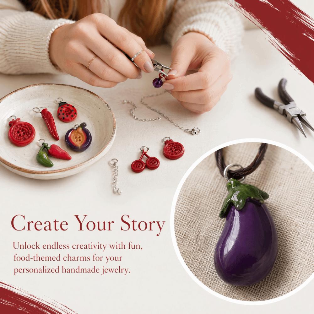 Drop Oil Craft Finish Enamel Mini Pendants 3D Vegetable Drop Oil Beads Keychain Ornament Decor