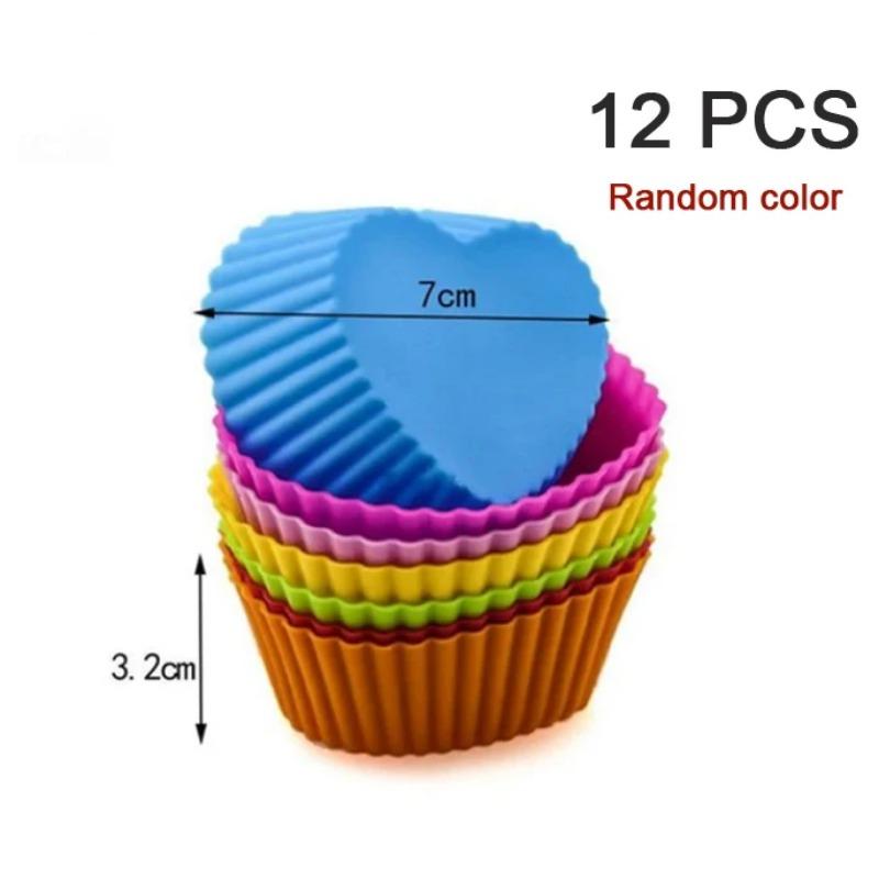 

6/12 шт силиконовые формы для кексов круглые формы для кексов форма для выпечки торта в форме сердца кухонные принадлежности инструменты для украшения торта
