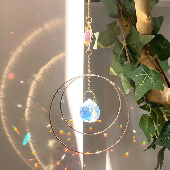 Pegador de Sol de Cristais Coloridos, Pegador de Sol Pendurado com Corrente, Ornamento de Sino de Vento com Bolas de Cristal para Janela Casa Jardim Dia de Natal Festa Casamento