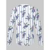 Spring and Autumn Ladies Half Zipper Long Sleeve T-Shirt Blue Purple Berry Stripe Printing, Daily Casual