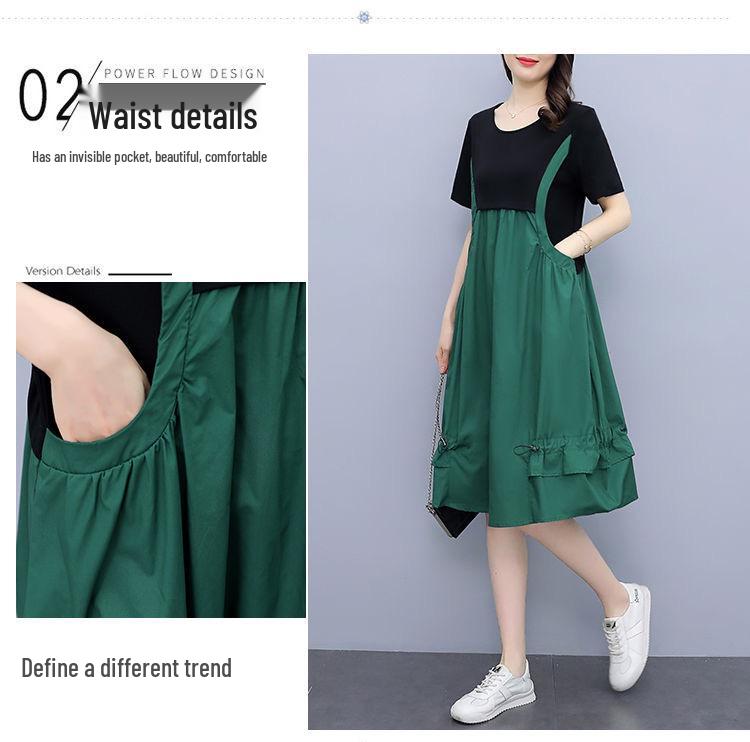 Plus Size Women's Stylish Korean Mid-Length Dress - Summery 2024 Trend