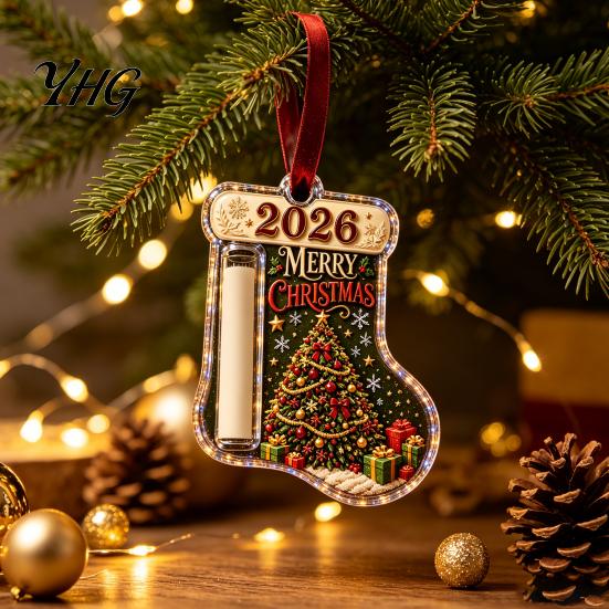 Christmas Money Holder for Cash Stocking Shaped Gift Ornament, Acrylic Hanging Festive Home Holiday Accessory Decor, Xmas Tree Tree, Party Supplies