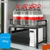 Adjustable Microwave Oven Rack with Hanging Hooks Sturdy Kitchen Counter Storage Portable Carbon Steel Storage Rack
