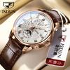 JINSHIDUN New Business and Leisure Men's Watch Automatic Mechanical Watch Three-eye Six-needle Watch Fashion Trend Men's Watch
