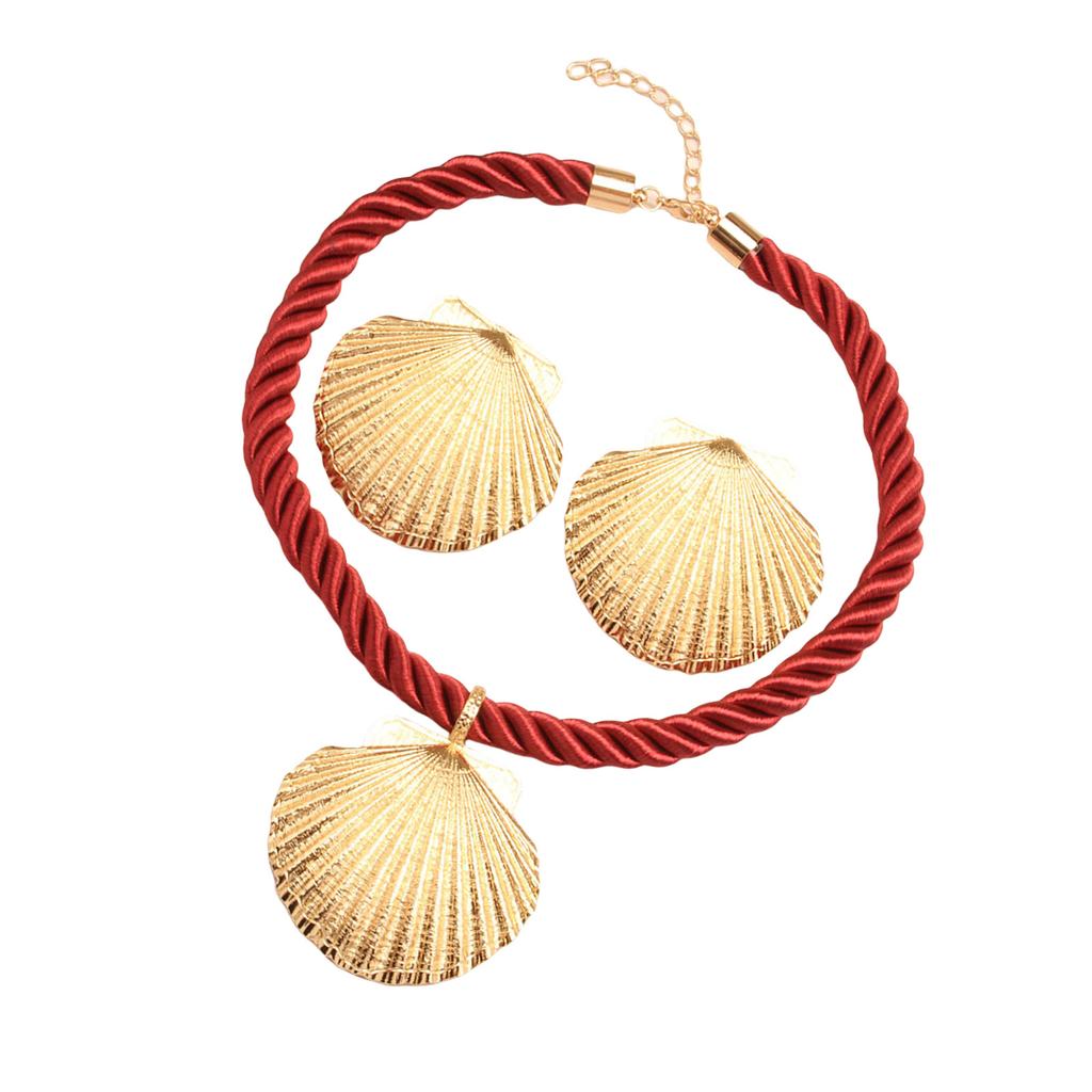 Shell Pendant Necklace and Earring Set High Gloss Handmade Versatile Jewelry Stylish Accessories for Weddings and Dates