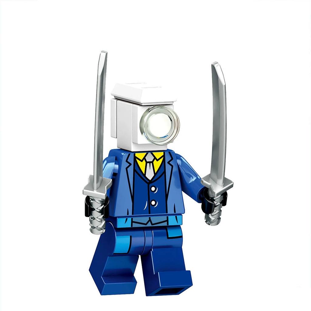 Muž na záchodě Sleduje Muže Sestavujícího Stavebnice