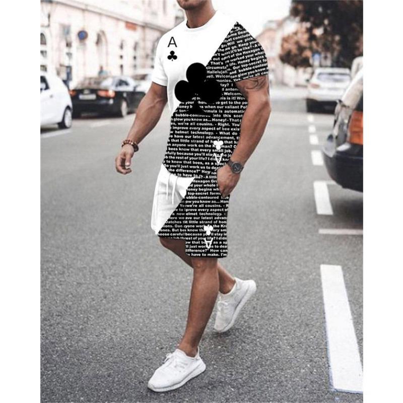 Summer Men's Tracksuit Sets Short Sleeve T-Shirt Suit New Fashion 2 Piece Streetwear 3D Print Sports Beach Shorts Male Clothes