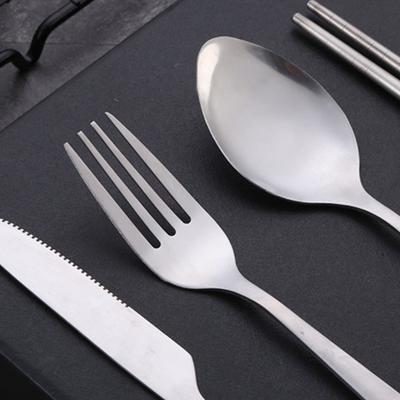 4Pcs/Set Travel Camping Cutlery Set Portable Tableware Stainless Steel Chopstick