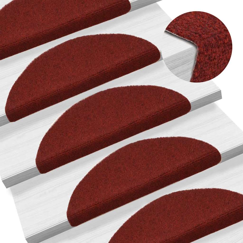 Self Adhesive Stair Treads 15 pcs 56 x 17 x 3 cm Burgundy Red Semi Circular