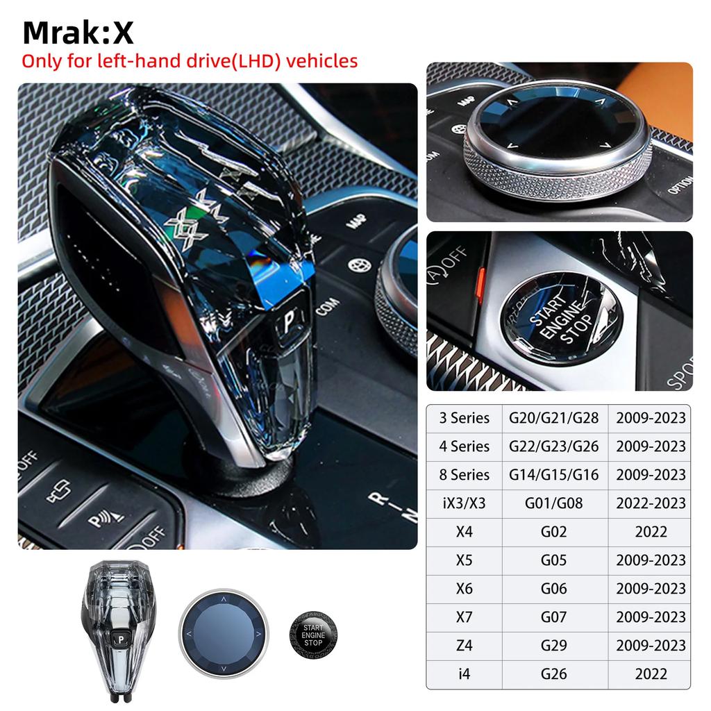 3 Piece Set Crystal Gear Shift Knob Lever 3 4 8 Series X3 X4 X5 X6 X7 Z4 I4 G26 G20 G16 G01 Psychedelic Crystal Gear Handle