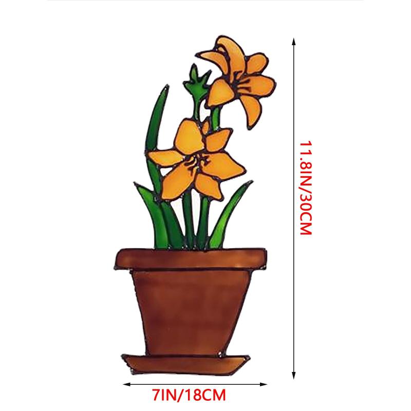 20x30cm Living Room Decals Wallpaper Window Sill Decor Red Flower Pot Stickers Wall Stickers Window Glass Decoration Home Decor