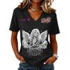 Women's Fashion Casual Letter Print V-Neck Short Sleeve Pullover Top