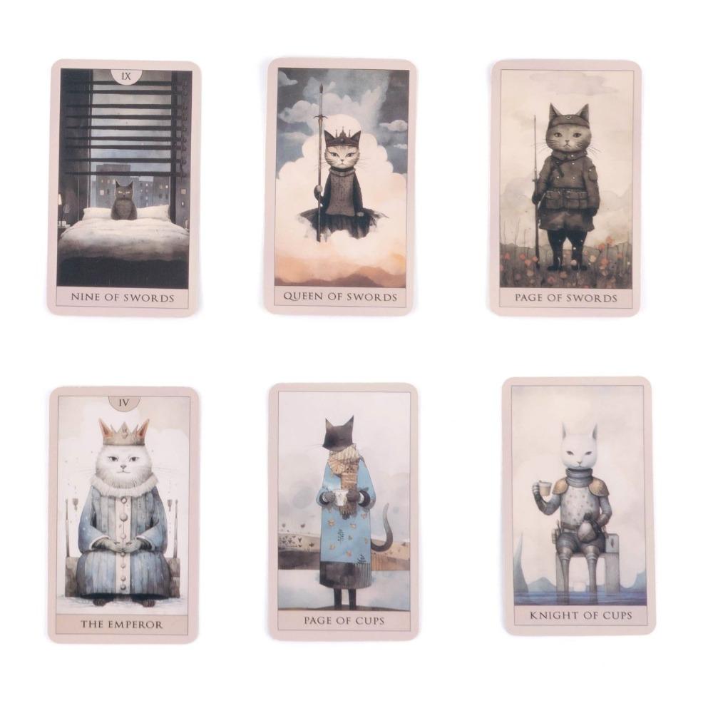 Surrealist Cat Tarot Cards 10.3*6cm - Aesthetic 78-Card Whimsical Deck with Soft Pastel Illustrations