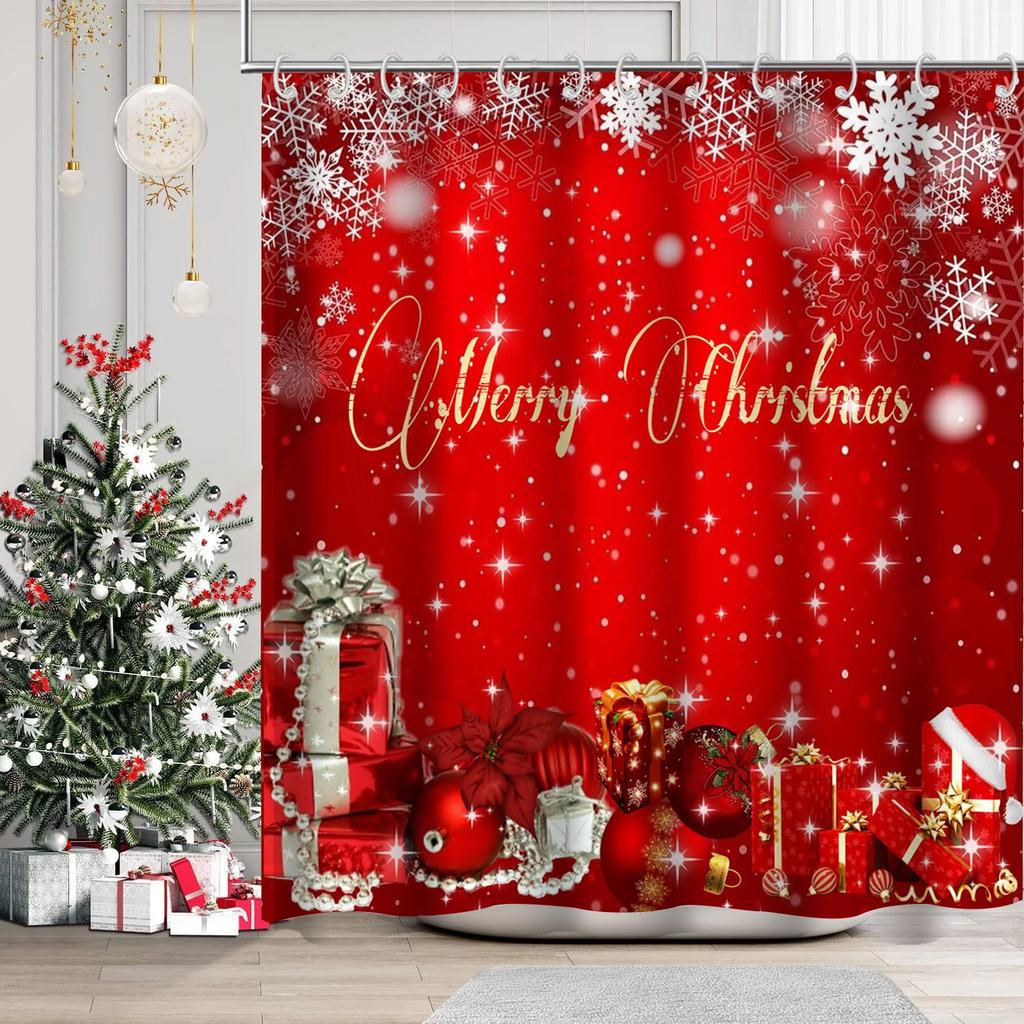 Merry Christmas Tree Bathroom Shower Curtain Waterproof fabric bathroom Curtain With 12 Hooks Sunflower Home Deco Free Ship