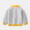 Autumn New Boys' Striped Lapel Navy Sweater, Two-color Fashionable Casual Pullover and Two-button Coat