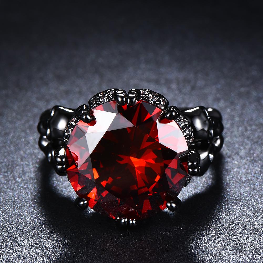 Anello Rotondo Grande Diamante Nero Piccolo Diamante Nero Anello Uomo e Donna Anello Personalizzato per il Temperamento