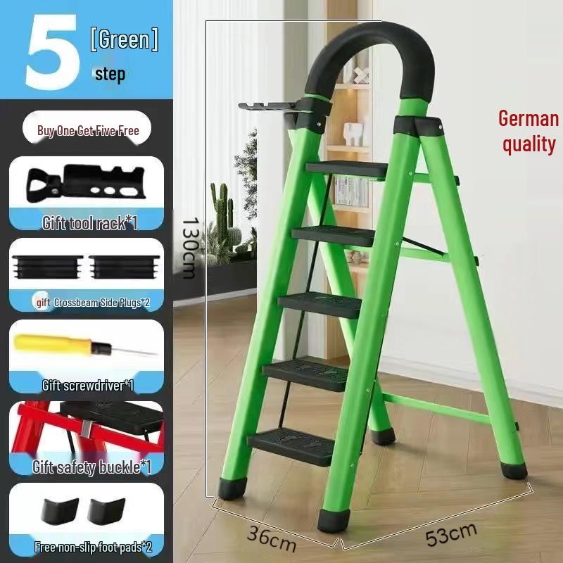 Multi-Functional Carbon Steel Folding A-Frame Telescopic Step Ladder for Indoor Use