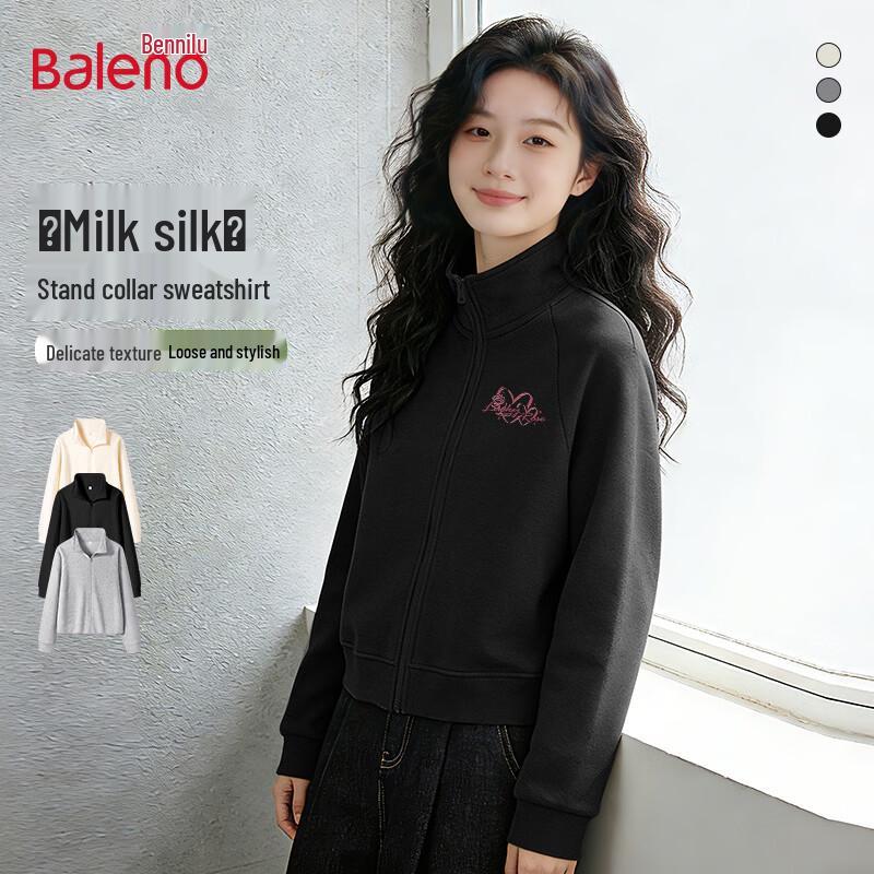 

Baleno Women s Rose Print Stand-Collar Zip Jacket M