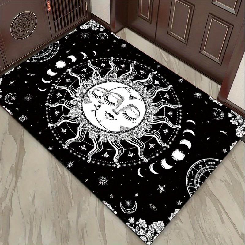 Sun and Moon Mandala Rug for Living Room Decor Boho Chic Area Rugs Home Decor Anti Slip Carpet Can Be Machine Washed