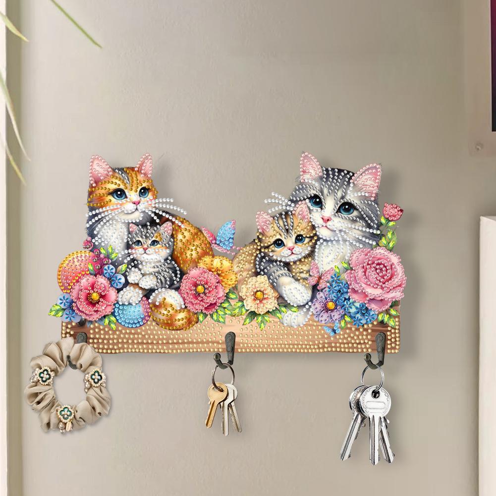 Animals Wood DIY Home Decor Craft Kit Diamond Art Painting Hook Kit Diamond Painting Art Hooks No Hole Punching Wall Decoration