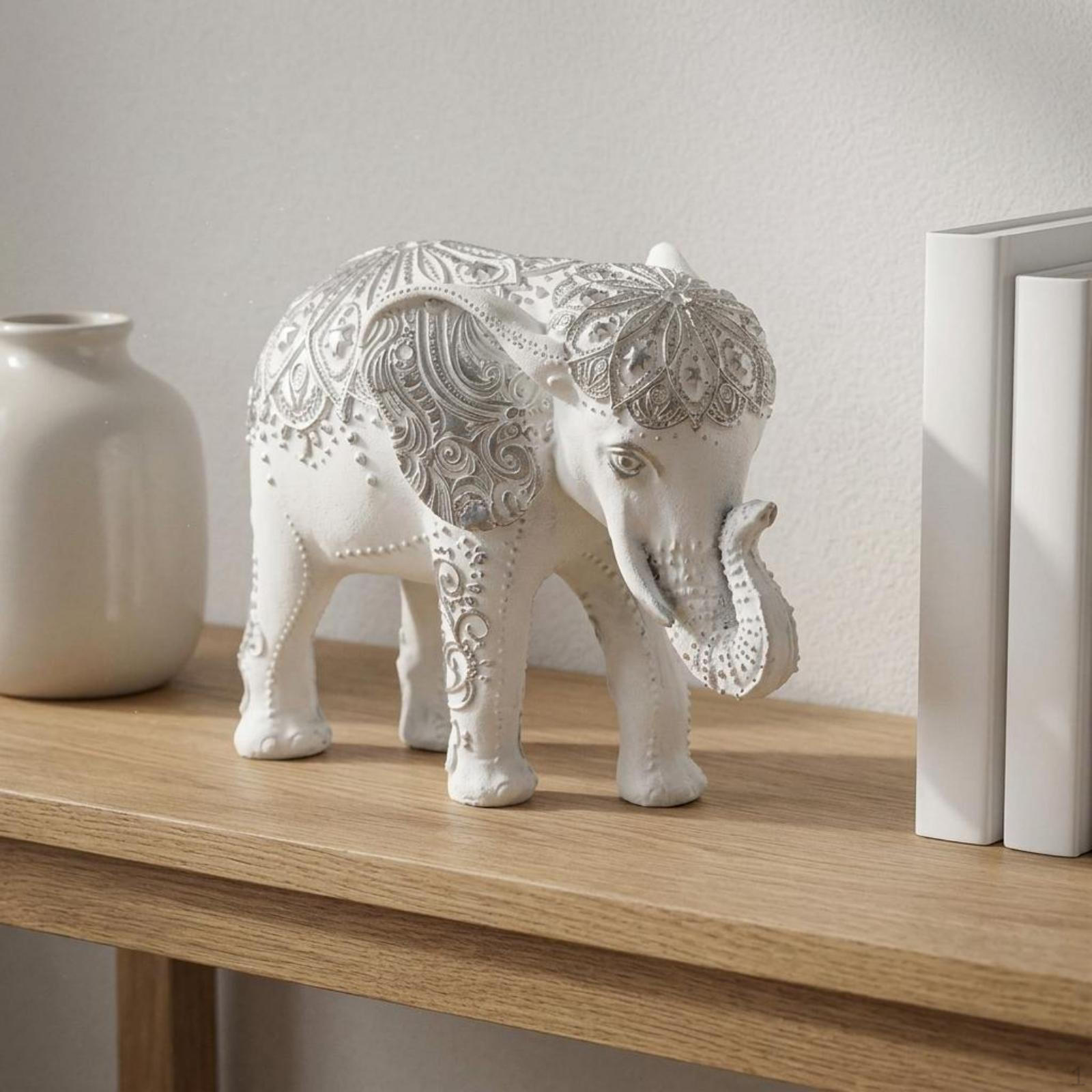 Decorative Elephant Figurine Handcrafted Matte Finish Ornamental Item for