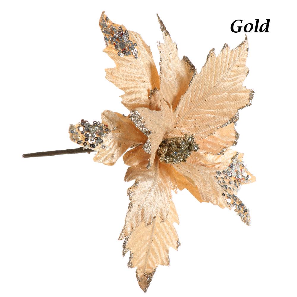 20cm Glitzer Künstliche Weihnachtsstern Weihnachtsbaum Blumen Party Dekorationsartikel Schmuck Heimdeko Handarbeit Flanellstoff Blume