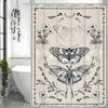 Black and White Moth Butterfly Floral Shower Curtain, Bathroom Decorative Shower Curtain, Waterproof Shower Curtain with Hooks