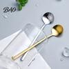 Stainless Steel Gold Spoon Coffee Spoon, Round Small Teaspoon for Mini Desserts Dessert, Creative Stirring Ice Cream Multi-purpose