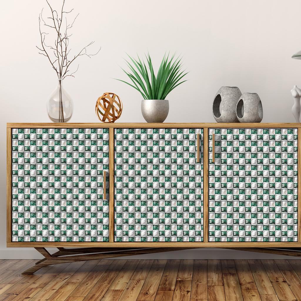 50pcs 3D Waterproof Self-Adhesive Mosaic Tile Wall Stickers, Easy to Install, Suitable for Kitchen Bathroom and Home Decoration