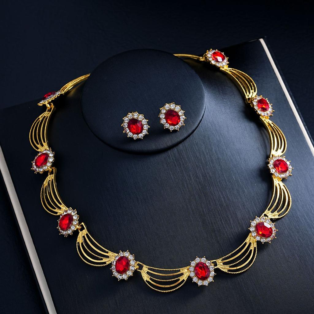 European and American Fashion Light Luxury Necklace Earrings Two-piece Set Bridal Wedding Accessories Dress Set Female 2026