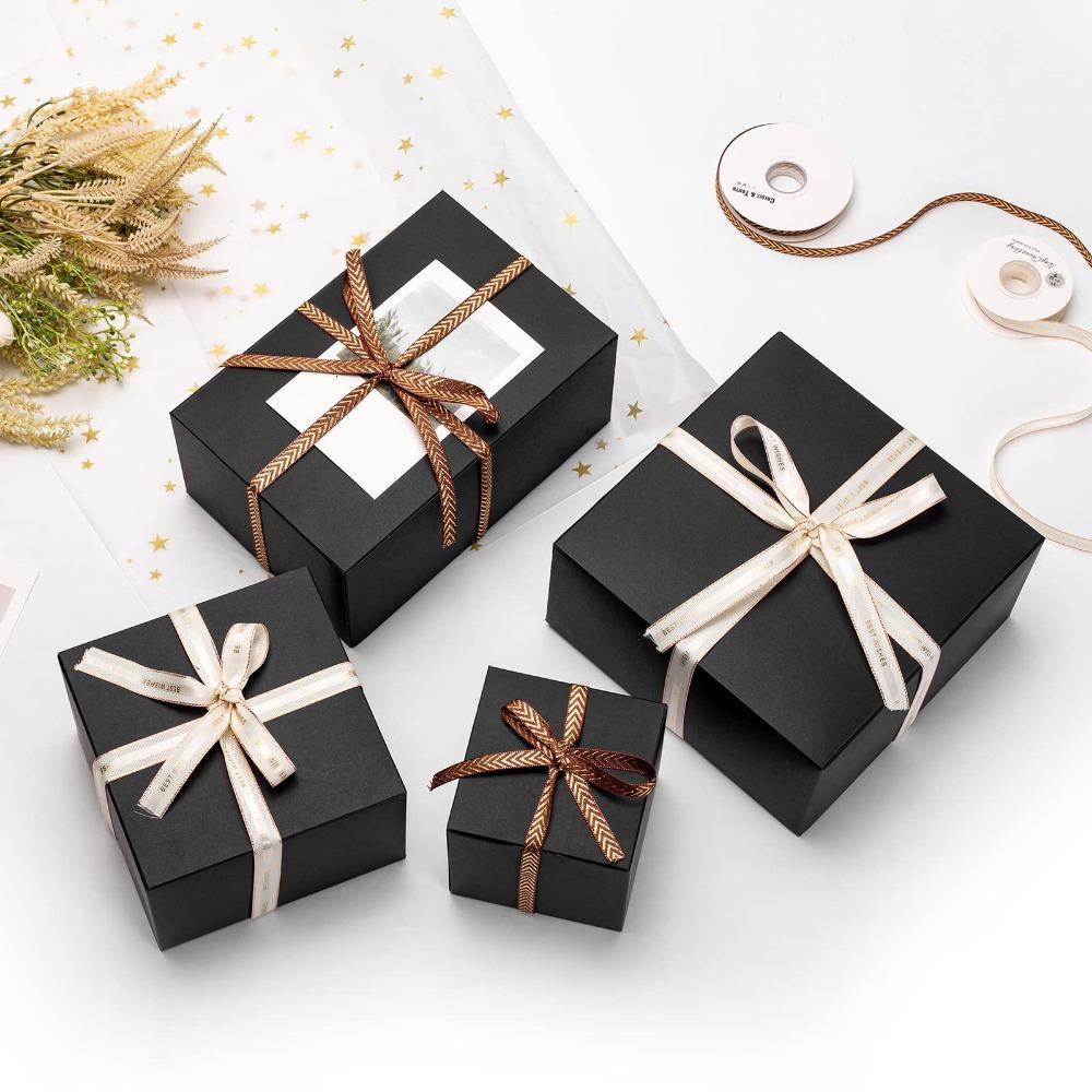 5pcs Gift Boxes with Lids Groomsmen Proposal Boxes Cardboard Gift Box Kraft Paper Gift Packaging Box for Wedding Stuff Party Crafting Birthdays Party