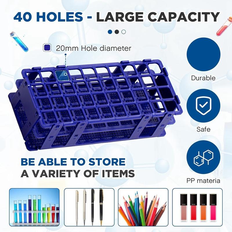 2025 New 4 Pcs Plastic Test Tube Rack Test Tube Holder Rack Detachable Tube Holder For 16Mm Test Tubes