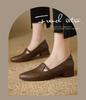New women's fashion single shoes solid color foot cover two shoes low heel one pedal four seasons wear small leather shoes casual square heel