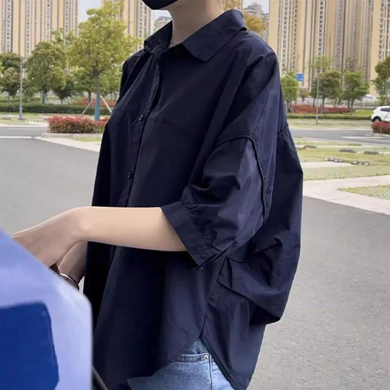 Women Loose Solid Half Sleeve Casual Blouse Shirt For Daily Commute