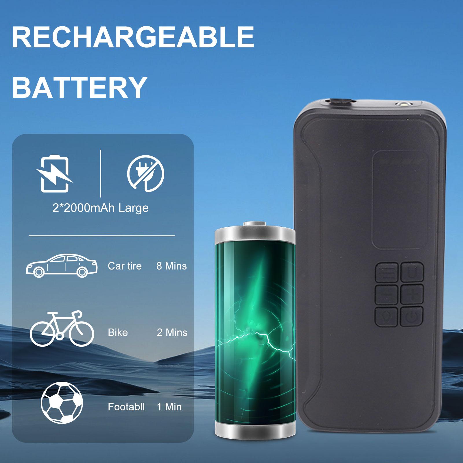 

Портативный велосипедный насос 150PSI Перезаряжаемый Универсальный электрический насос для автомобилей, мячей со светодиодным дисплеем