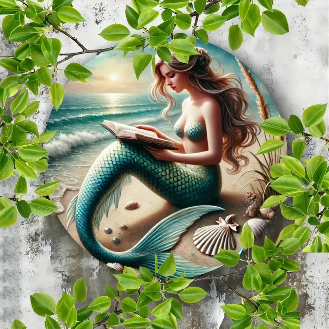 

Metal Mermaid Wreath Sign Holiday Decoration Gift Kitchen Garden Office Christmas TYA37394-20x20cm різнокольоровий