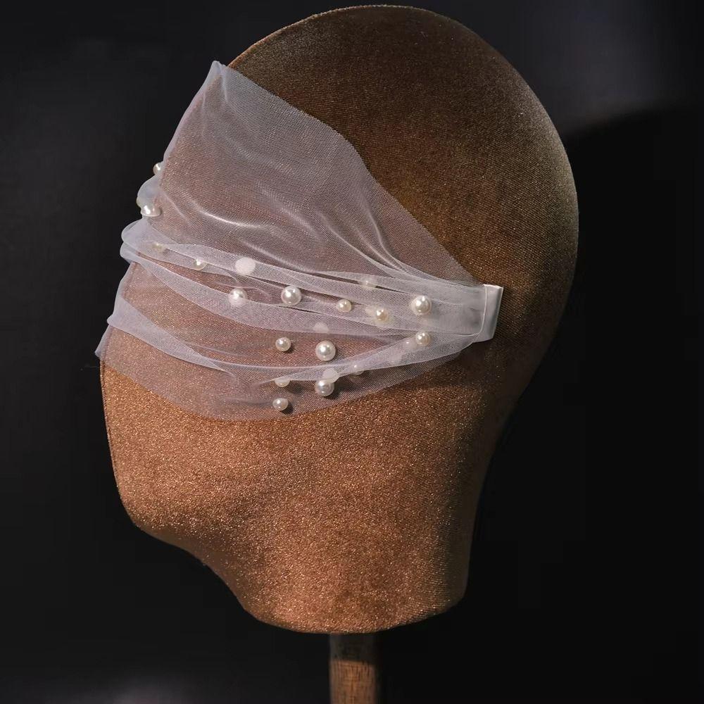 Handmade Pearls Blusher Veil Soft Tulle Pearl Veil Lightweight Bridal Veil Wedding Ceremony