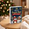 24 Days Countdown Calendar Guinea Pig Advent Calendar, 24Pcs Acrylic 2D Ornament Set with Penguin Shaped Christmas Decorations Outfits, Tree