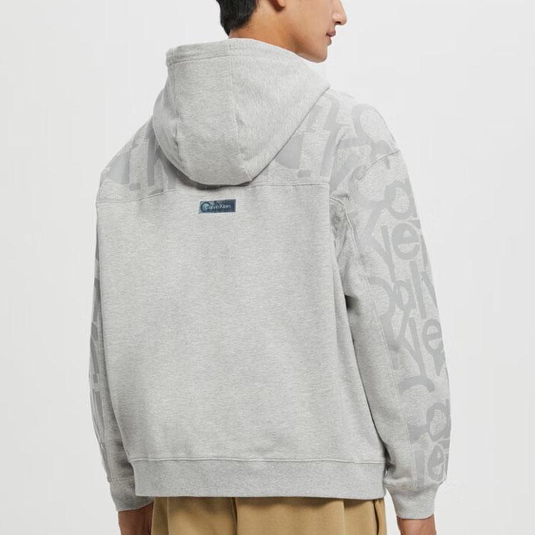 Calvin Klein Unisex Fashion Phantom Patch Drawstring Hoodie Unisex Hoodies Gray J400262-P01