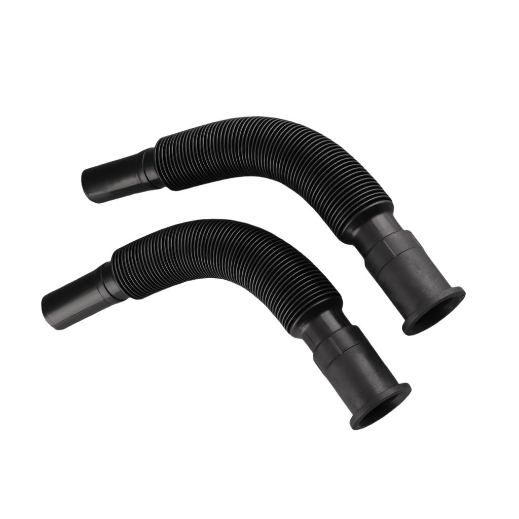 2Pcs Basin Drain Pipe Wash Basin Sink Drain Hose Flexible PVC Water Pipe for Kitchen Bathroom Black
