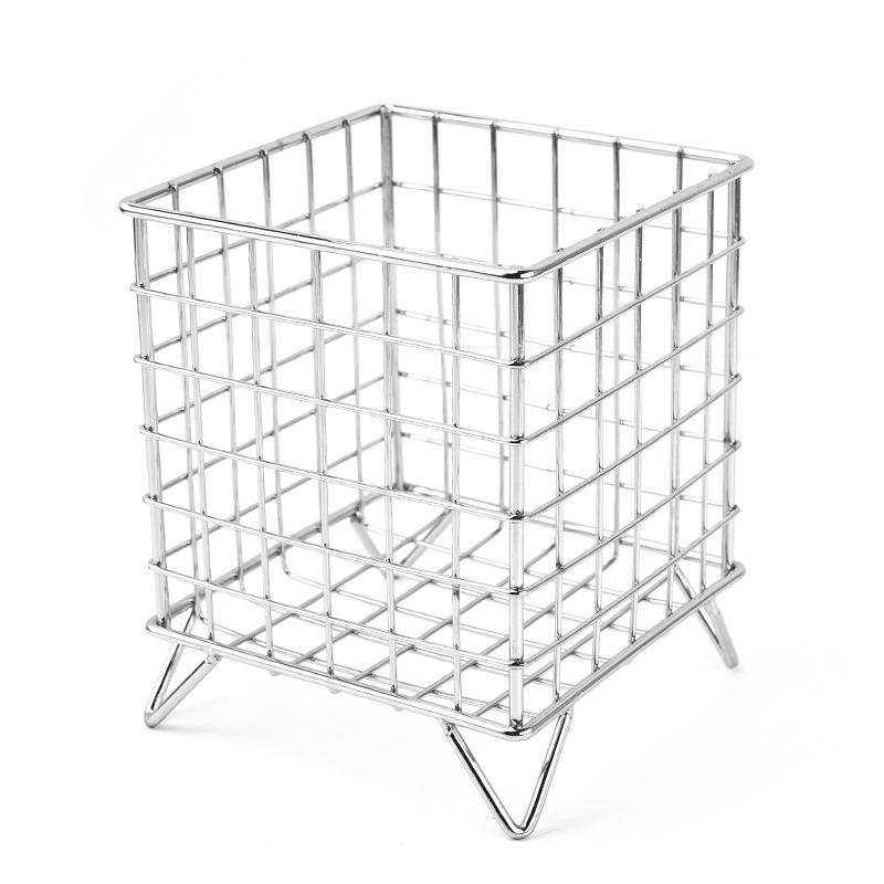 Nordic Iron Square Storage Basket - Four-Legged Desktop Organizer for Makeup and Sundries
