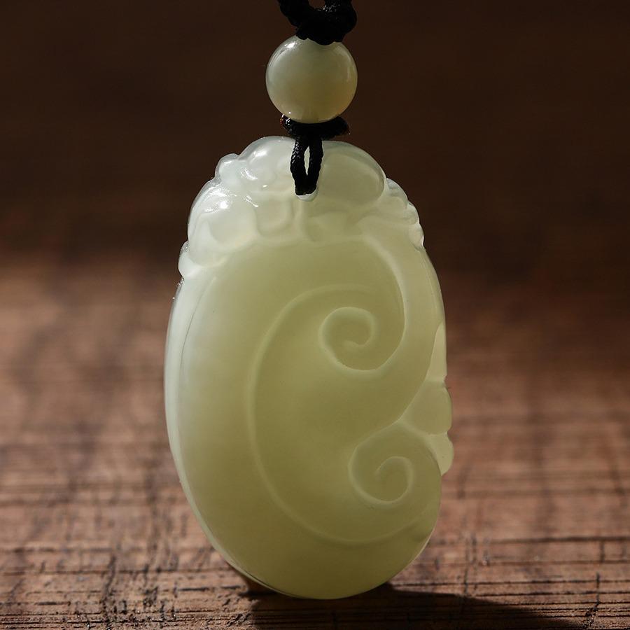 Natural Xinjiang Hetian Jade Ruyi Pendant with Pixiu for Men and Women - Auspicious Design