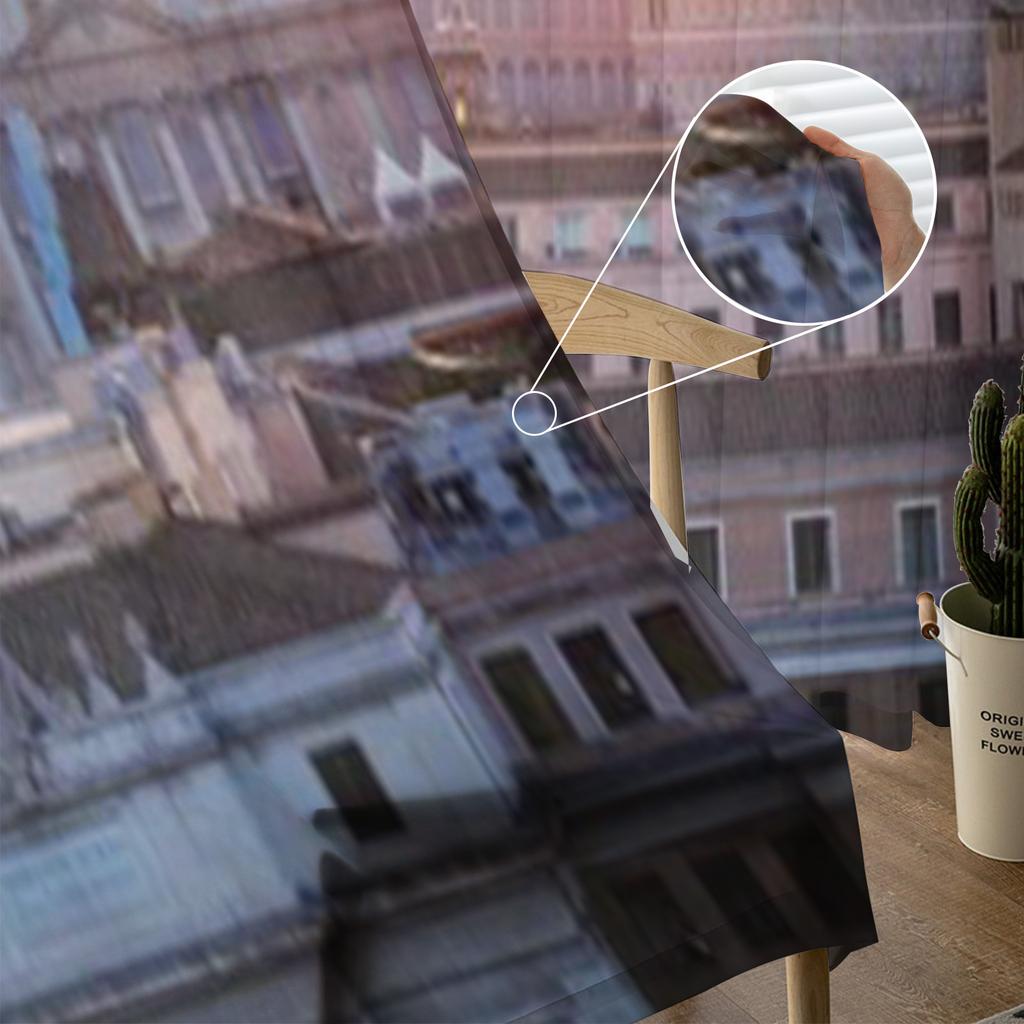 Stadtgebäude Landschaft Transparenter Vorhang für Wohnzimmer Schlafzimmer Voile-Vorhänge für Fenster Organza-Vorhänge Party Tüll-Drapierungen